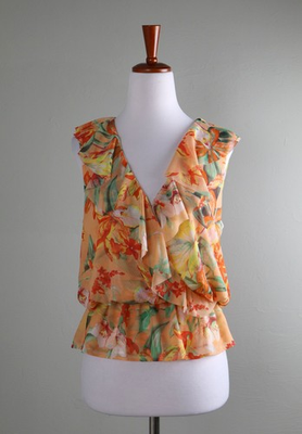 #ad WHITE HOUSE BLACK MARKET NWT $89 Mesh Stretch Ruffle Peplum Top Size Small $27.99