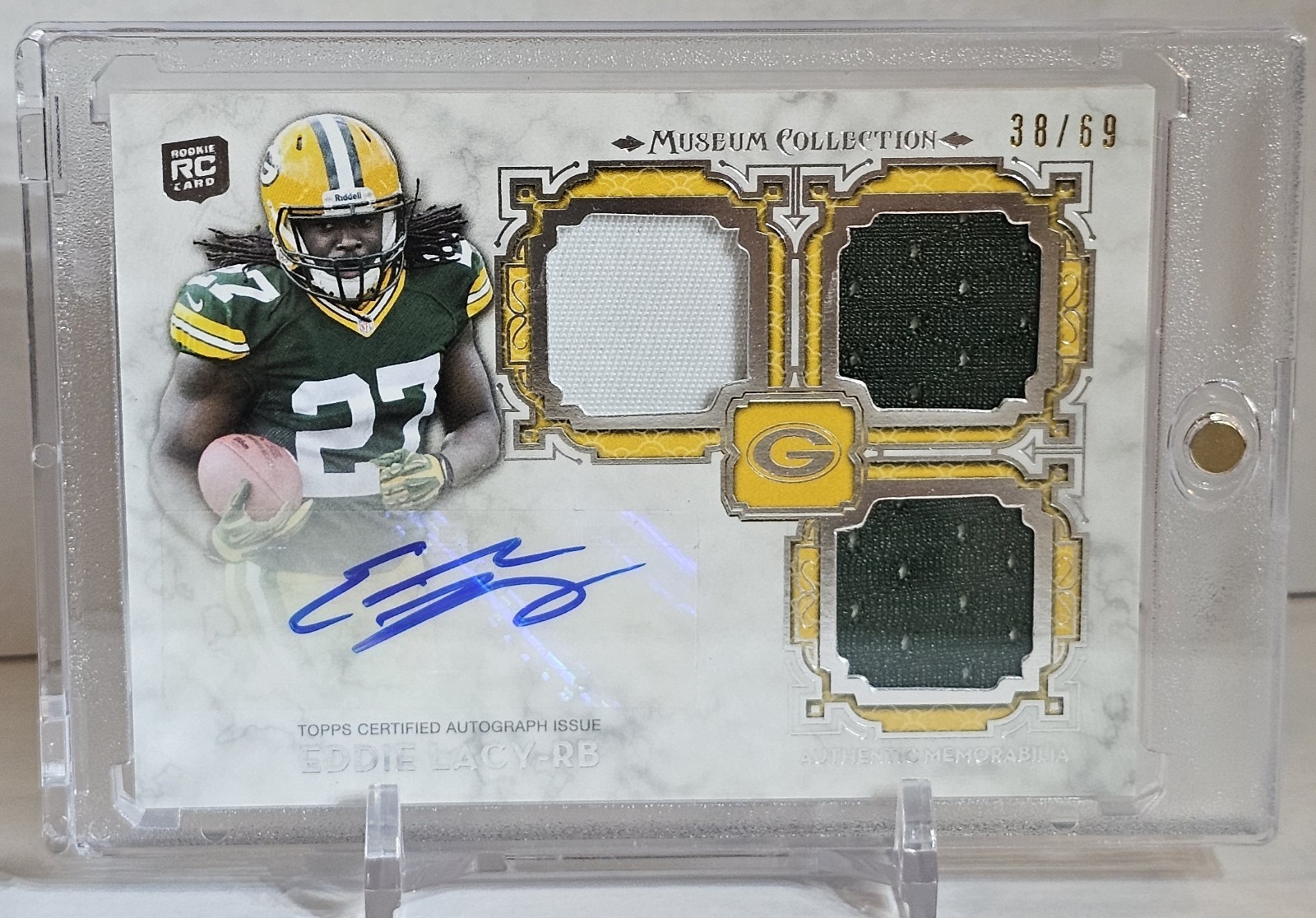 Eddie Lacy Topps Museum Collection Signature Swatches Triple Relic Autograph #EL Base
