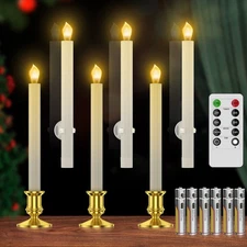 Window Candles, Flameless Taper Candles with Timer, Christmas Home Wedding De...