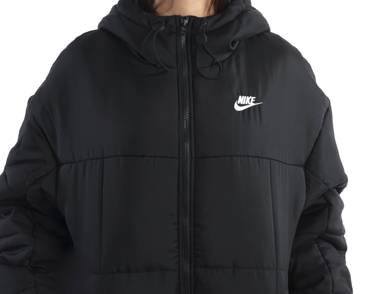 Nike Long Parka Black Jacket Thermal Insulated Hooded Loose FIT