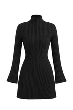 Cupshe x JoJo Mockneck Mini Sweater Dress in Midnight Black