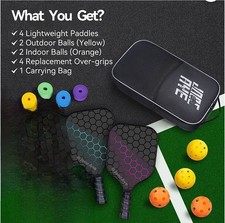 JoncAye Pickleball Paddles Set of 2, with 4 Balls in the original Carrying Bag