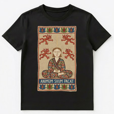 Meditator Pacifies Demon Chaos Mindfulness Medieval Tapestry Unisex T-Shirt