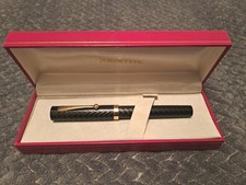 Sheaffer Old Timer Black Herringbone Fountain Pen, GT, M GP Steel Nib, Box *MINT