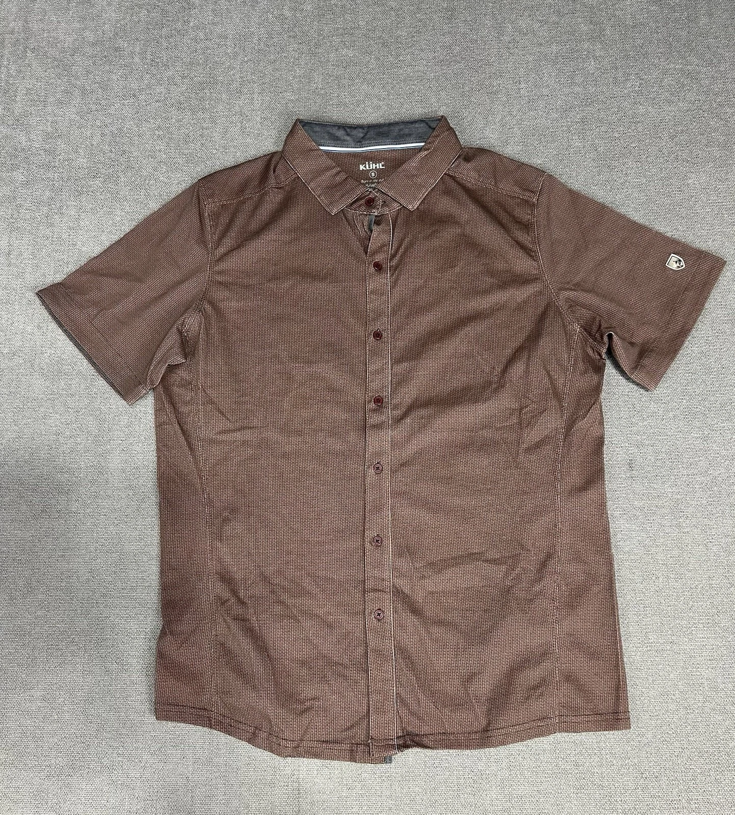 Kuhl Shirt Mens Small Wildfibre Button Down Brown Short Sleeve