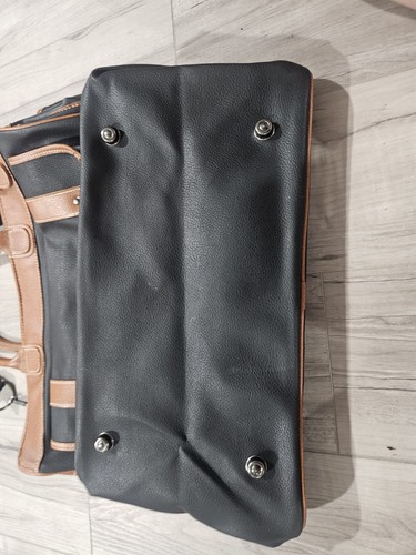 NWOT Calvin Klein Unisex Large Weekender Travel Bag, Black & Brown Faux Leather - Picture 8 of 14