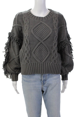 Line And Dot Womens Cotton Boxy Chunky Knit Pullover Sweater Gray Size S