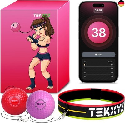 Reflexball mit Zähler-App und Online-Community, 2 Stufen, Boxball mit Stirnband