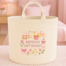 Personalised birthday gift basket storage box gifts Felt Trug Large 40x40cm