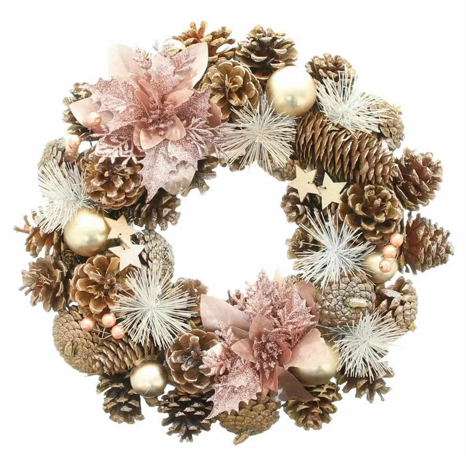 Weihnachts Deko Kranz "Rosé" Ø 33 cm Weihnachtsdeko, Weihnachten Tür Tisch - Bild 3 von 4