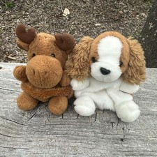 Aurora Palm Pals Lot of 2 Moose and Lady Spaniel Plush Stuffed Animal