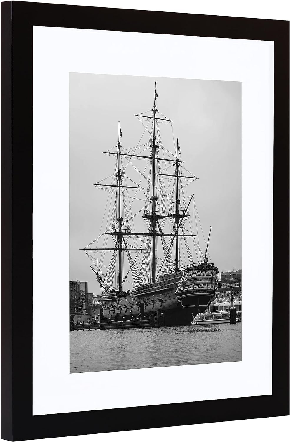 PEALSN 5x7 Picture Frame Set of 6, Display Pictures 4 x 6 with Mat 5x7, Black 