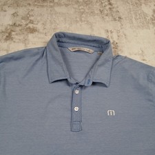 Travis Mathew Polo Shirt Mens XL Extra Large Blue Stretch Preppy Golf