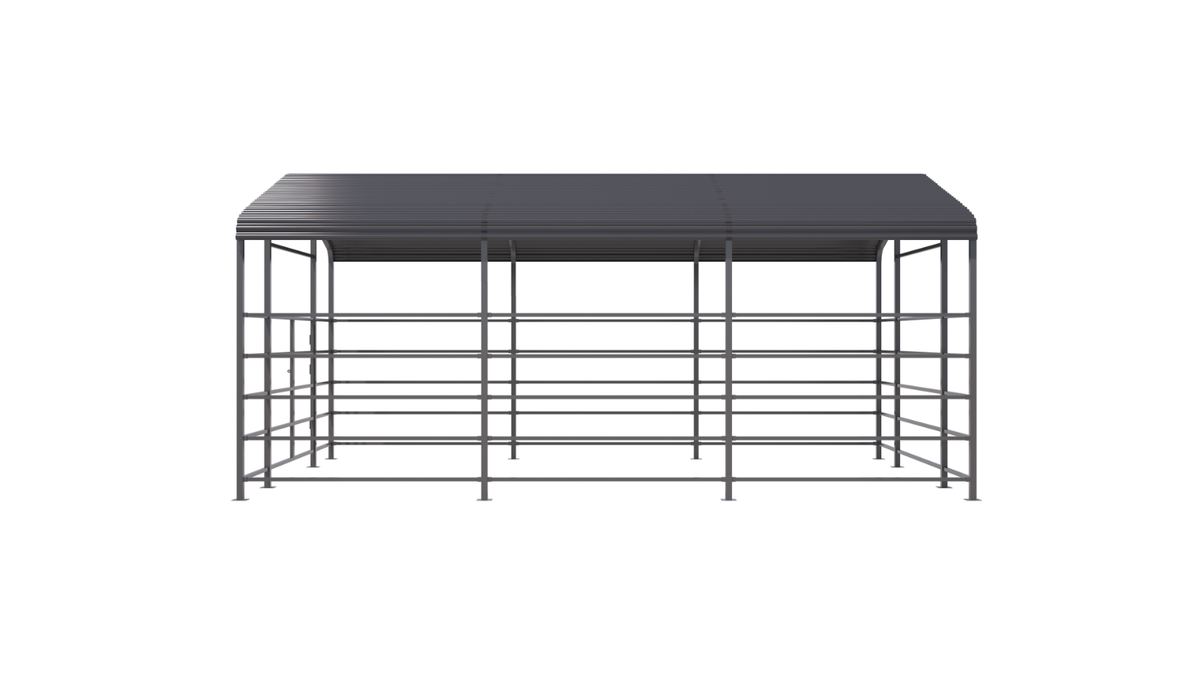 13x20ft Galvanized Metal Livestock Shelter Heavy-Duty Cattle Barn