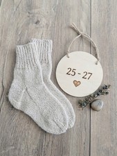 Socken Handmade Beige 25-27 Kinder Socken Uni...