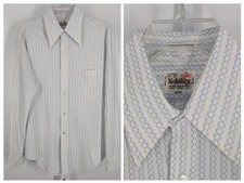 Vintage 70s Disco Mod Geometric Knit Big Collar Shirt 16  35 Nobility