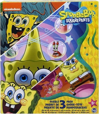 SpongeBob SquarePants 3-in-1 Jigsaw Puzzle Kids Educational Toy Gift Boys Girls