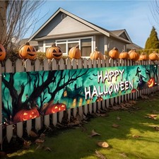 Happy Halloween Banner Large 120 x20 Inch Green Yard 120 x 20 inches,