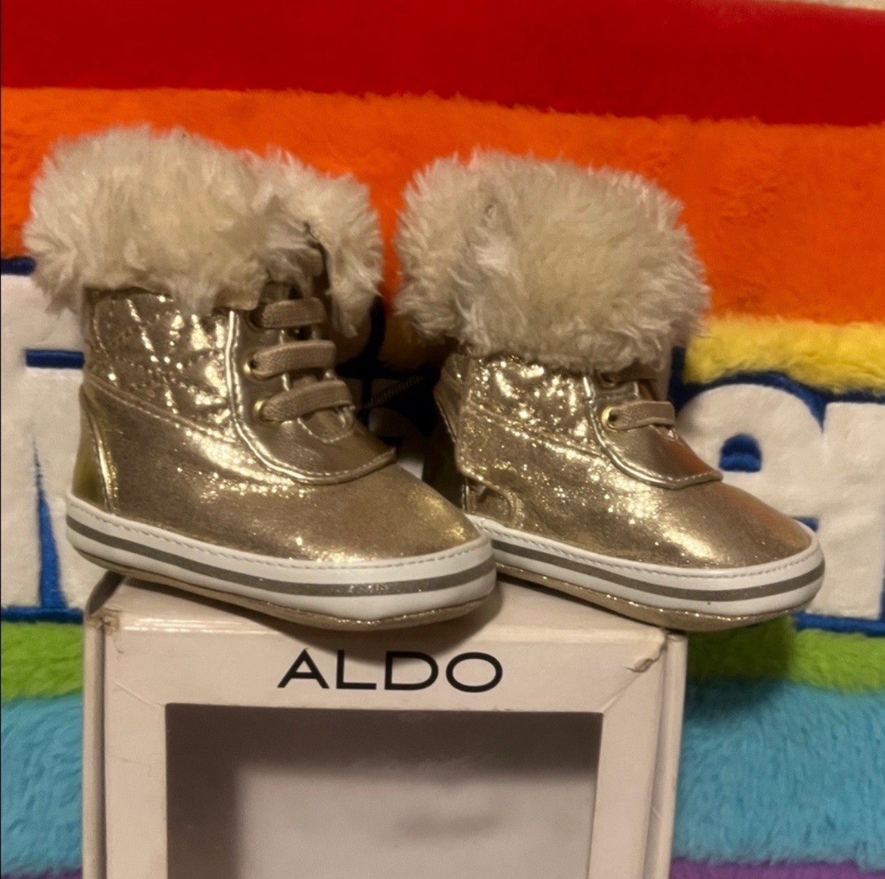 Aldo Baby Shimmering Gold Boots with Plush Lining Size 2