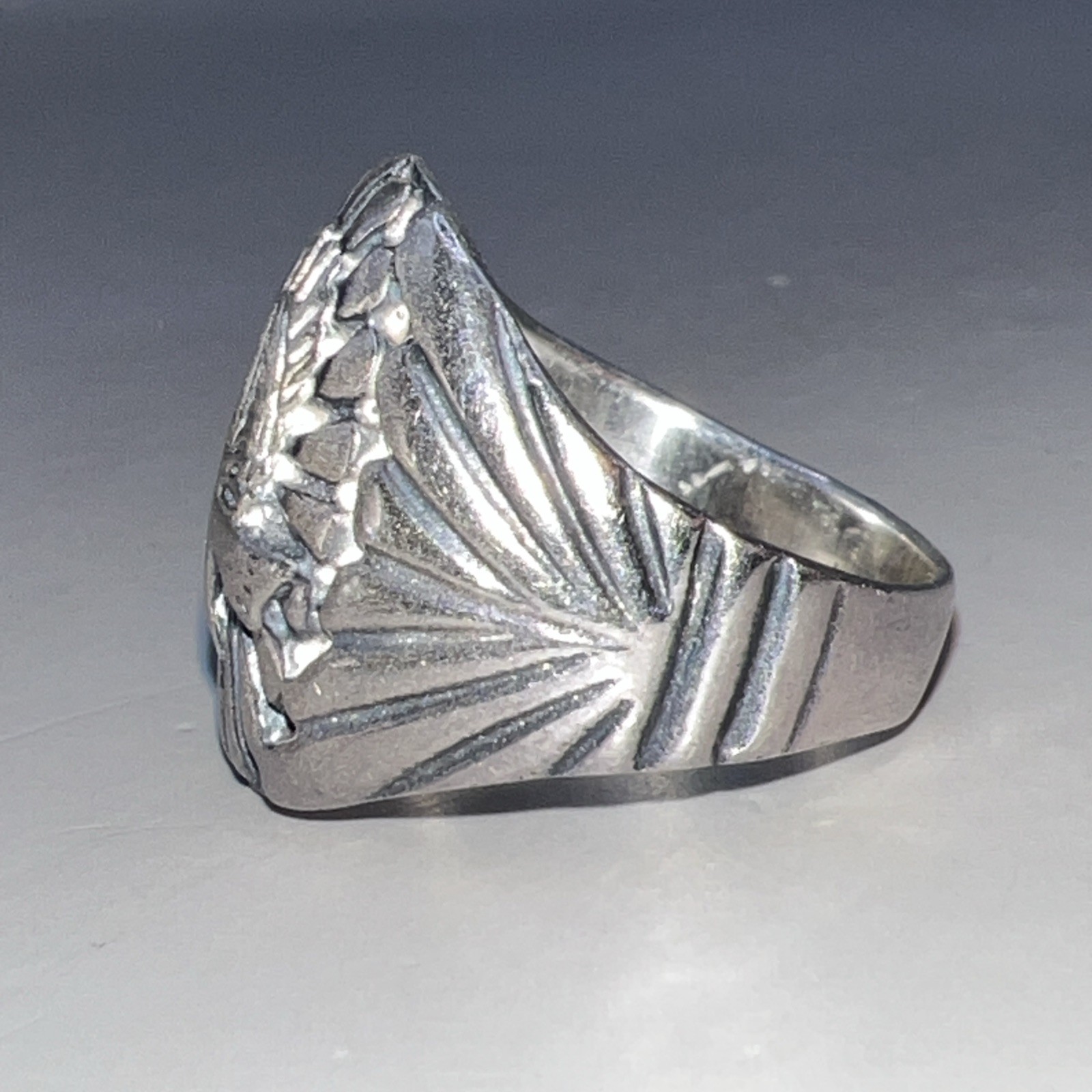 Native American Eagle Design Signet Sterling Silv… - image 5