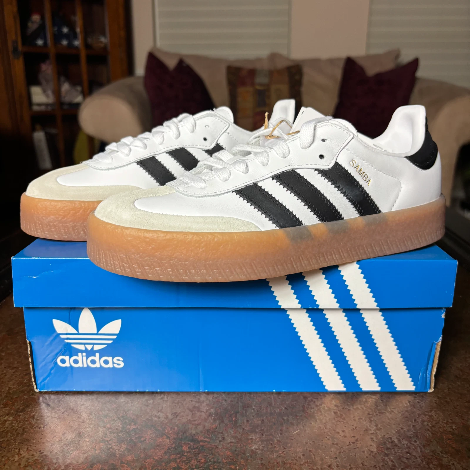 Adidas Sambae White Black Gum Casual Lifestyle Shoes Sneakers Women's Sizes NEW