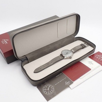Laco Pilot Aachen 42 862159 Automatic Gray Dial Leather Mens Watch Used Box