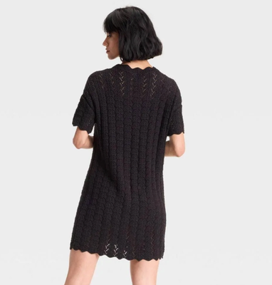 short sleeve mini sweater dress Abercrombie & Fitch Short-Sleeve Boucle Mini Sweater Dress