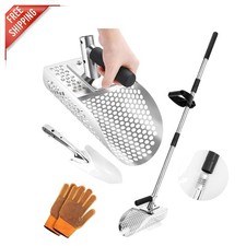 Long Handle Stainless Steel Sand Scoop for Efficient Metal Detecting Adventures