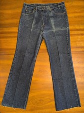 Vintage Levi's 505 Orange Tab Jeans 36x30 USA Denim Blue 80s Raw Hem Faded Dark