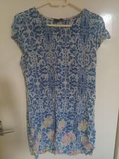 NEW Mandi Size 14 M Women's Blue White Short Sleeve Mini Summer Dress