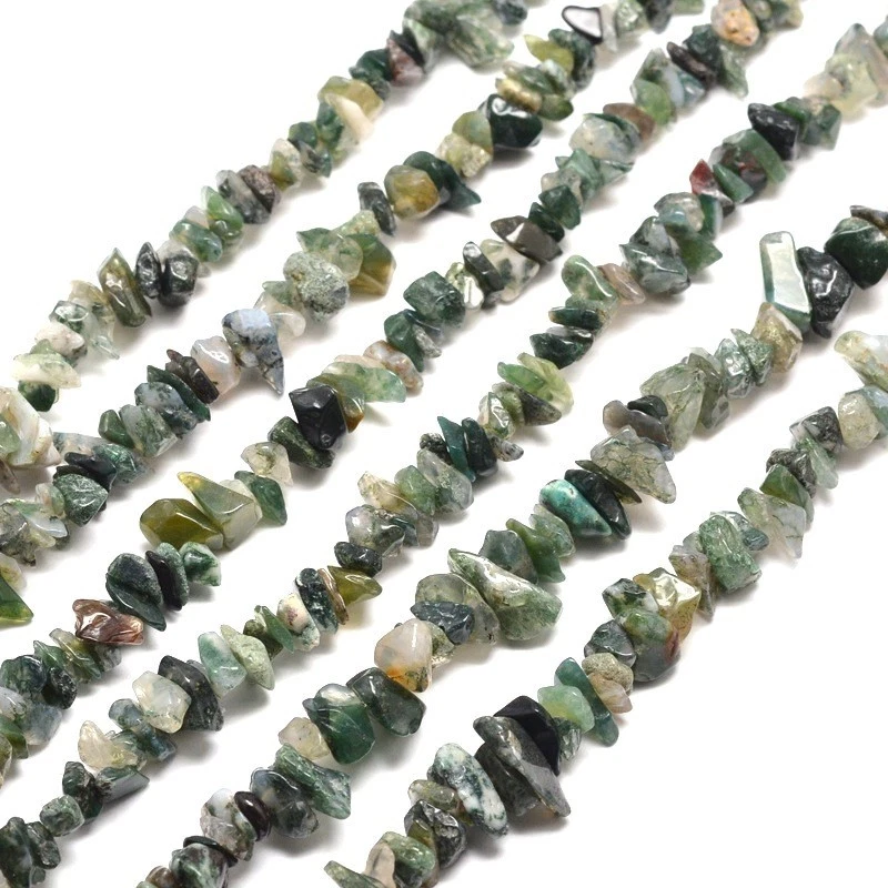 Moosachat Edelstein Splitter Nuggets ~ 4-8mm Strang Chips Perlen auffädeln - Bild 2 von 2