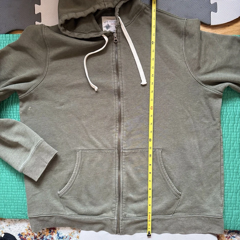 Sudadera con Capucha Sonoma Life And Style Años 90 De Colección Cremallera Para Hombres XL Verde Con Capucha Foto 4 de 4