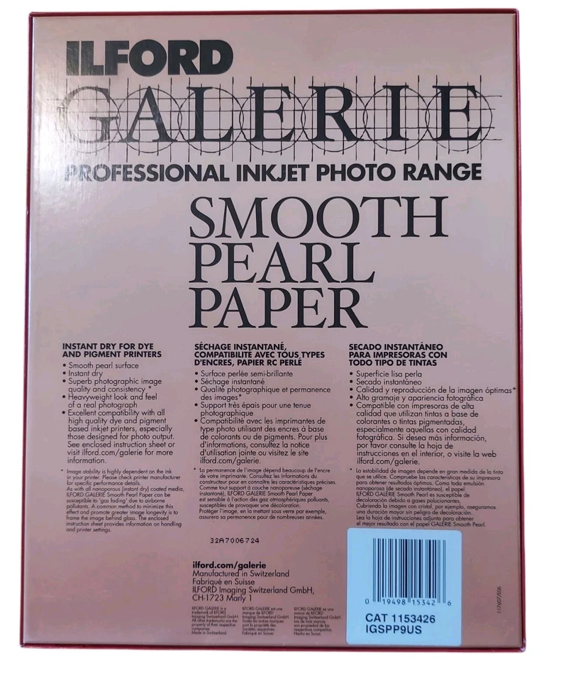 Ilford Galerie Pro Inkjet Smooth Pearl Photo Paper 8.5” x 11” 25 Sheets - Image 2 of 2
