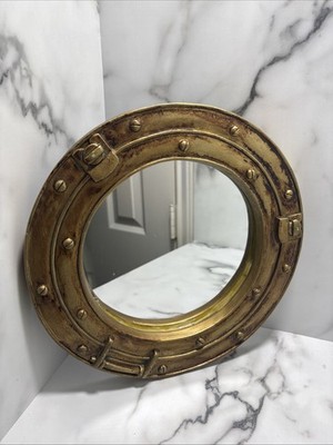 Nautical Porthole Wall Mirror 11    Gold Brass Look   Decor Piece