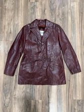 Vintage 70s Bermans Leather Jacket Size 40 Blazer Fight Club Mens Red Liner Coat