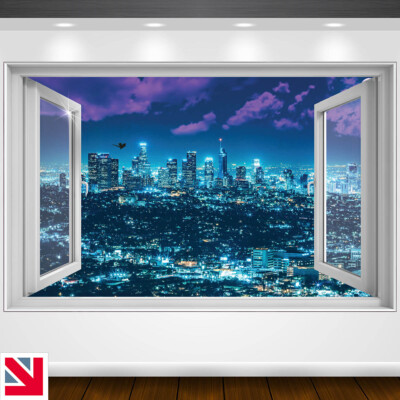 LOS ANGLES NIGHT USA Wandtattoo Aufkleber Vinyl Fenster Blick