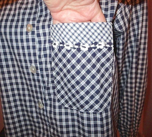 90 年代复古 Eileen West 格子睡衣 S 码刺绣棉乡村小屋 — 第 3/4 张图片