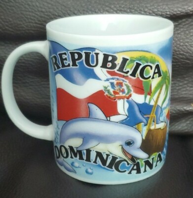 Republica Dominicana Ceramic Mug Cup Small Souvenir Kids Map Mar Caribe 4 oz 