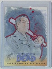 JUEGO 2 TARJETAS DE BOCETO DE CÓMIC WALKING DEAD: NEGAN ARTIST FREDDY LOPEZ FL24