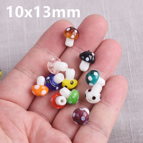 10pcs Mushroom 13x10mm 16x12mm 18x15mm Handmade Lampwork Glass Loose Beads - Picture 4 of 22