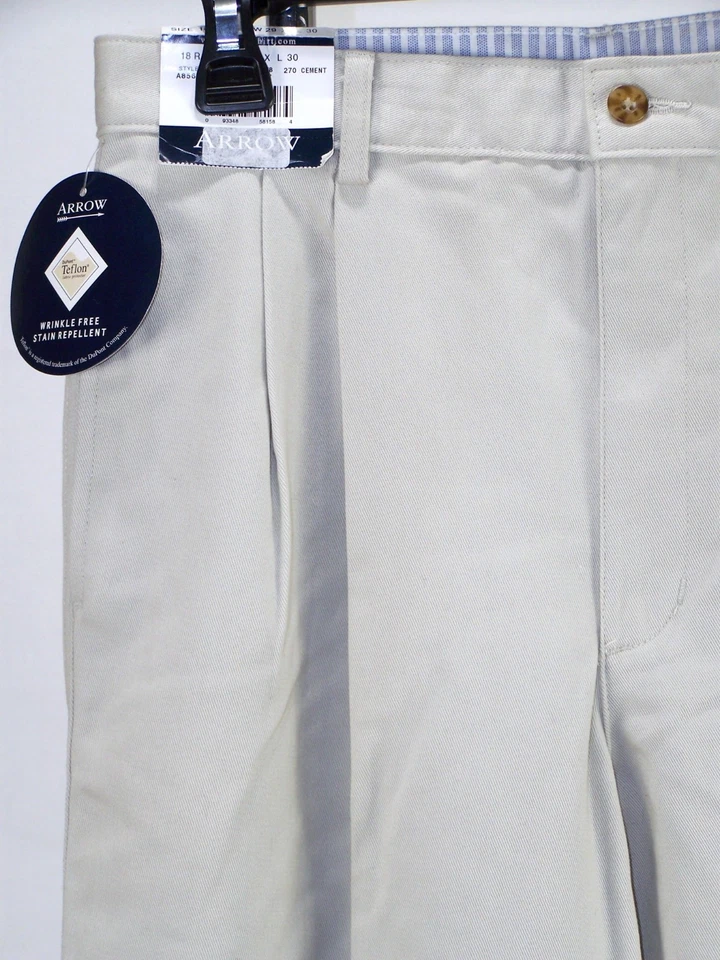 Pantalones Arrow Niños Jóvenes Talla 18 29x30 Tostado Caqui 4 Bolsillos Plisado Repelente de Manchas Foto 3 de 4