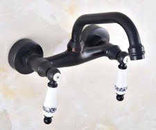 Black Oil Rubbed Brass Kitchen Faucet Bathroom Sink Mixer Tap Wall Mount snf822