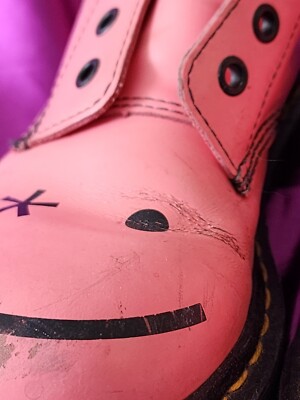 Dr Martens Hincky Acid Hot Pink Smile Wink Boots Rare Smiley