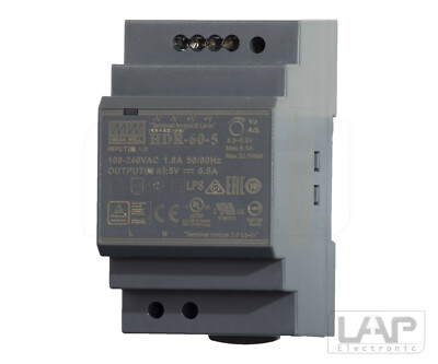 HDR-60-5 MeanWell Hutschienen Netzteil Stromversorgung Trafo LED DIN Rail 5V 32W