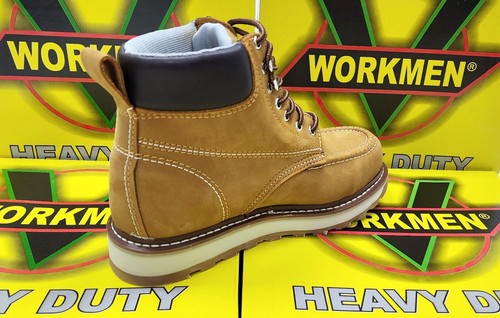 Men's Work Boots Genuine Leather Lace Up Moc Toe 620 Honey-Shedron - Picture 6 of 14