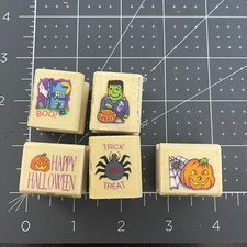 Set of 5 1996 Noteworthy Happy Halloween Rubber Stamps FC1247