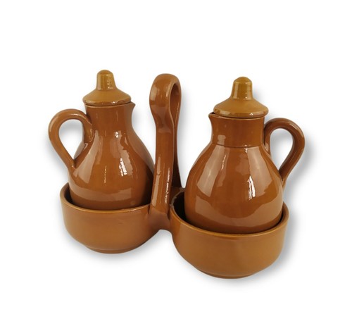 Oliera E Acetiera In Ceramica Coccio Vintage - Imagen 2 de 3
