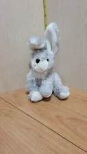 1998 Hugfun Hug Fun Vintage Grey Bunny Rabbit Plush Fuzzy Gray Beanie 8" White