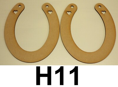 2 x HOLZ HUFEISEN FORMEN LASERGESCHNITTEN MDF 15 CM BLANK BASTELN VERZIERUNG