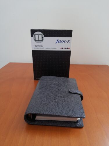 Filofax Finsbury Personal Graphite Grey Gray Leather Case Organiser Wallet BOXED - Picture 1 of 13